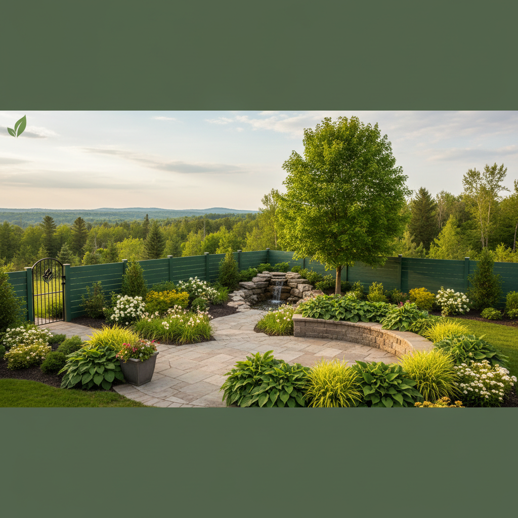 Professional landscaping work showing lush garden beds and stone pathways - TGD Construction, landscaping contractor in Innisfil, ON